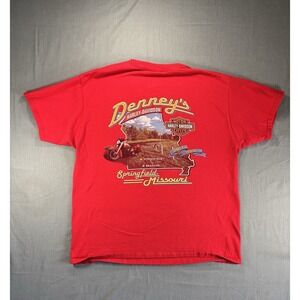 Harley-Davidson Men's L Red T-Shirt Denney's Springfield, MO 2015 Biker